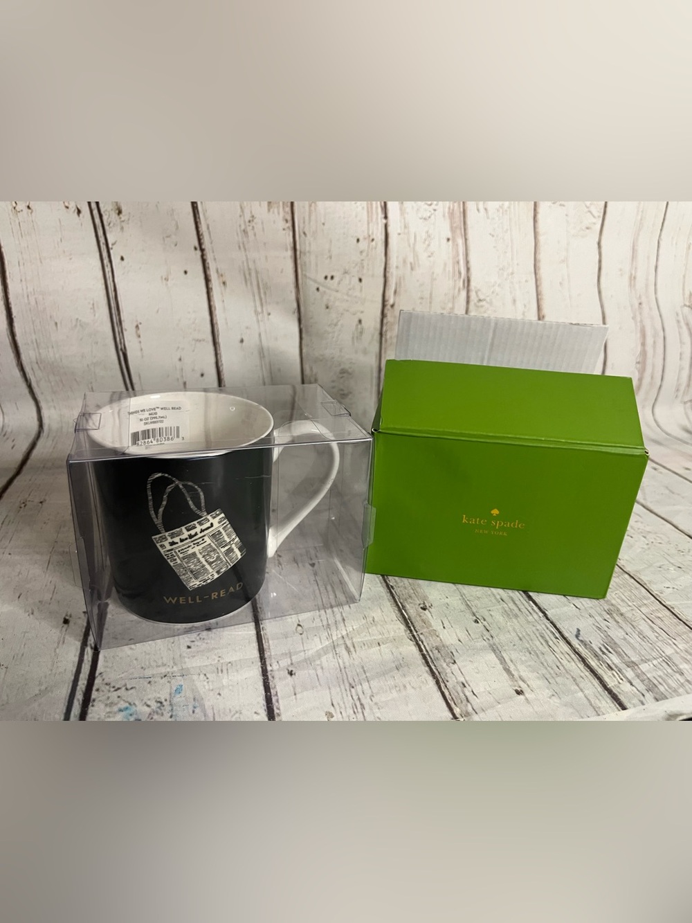 Kate Spade Lenox 10 Oz Mug Things We Love “Well Read” Black White And Gold NIB
